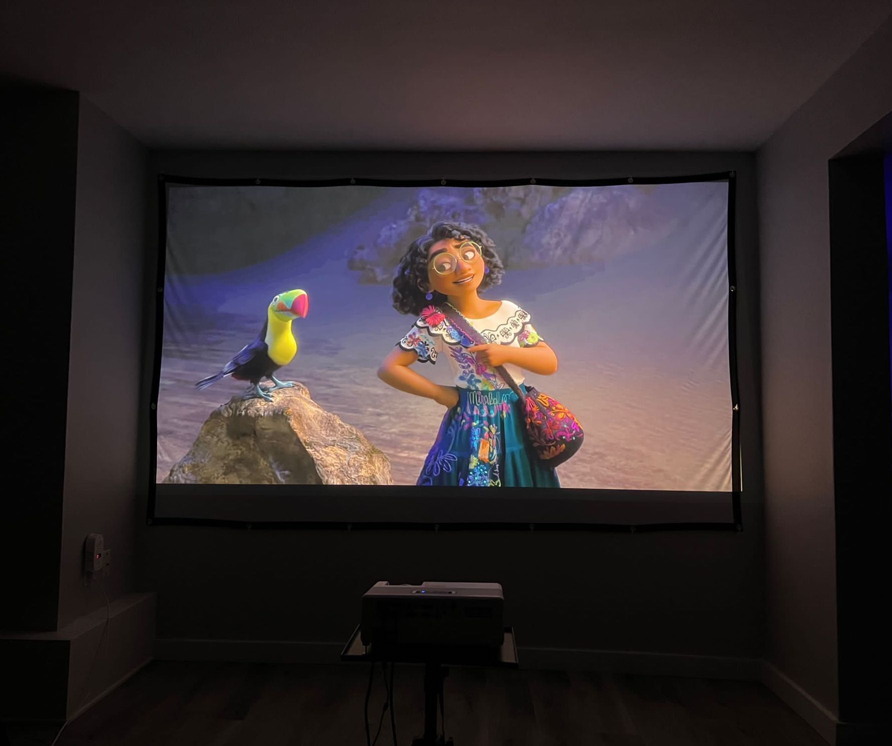 Enjoy a mini cinematic experience with our 120" screen and laser-based projector