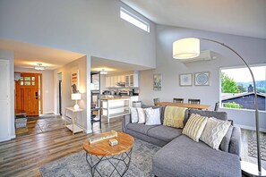 Smart TV, fireplace, foosball, computer monitors