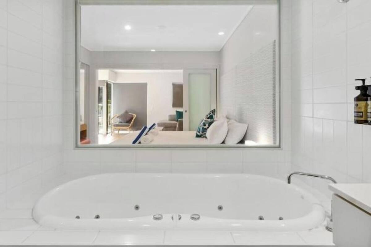 Bathroom | Separate tub and shower, hair dryer, towels, soap
