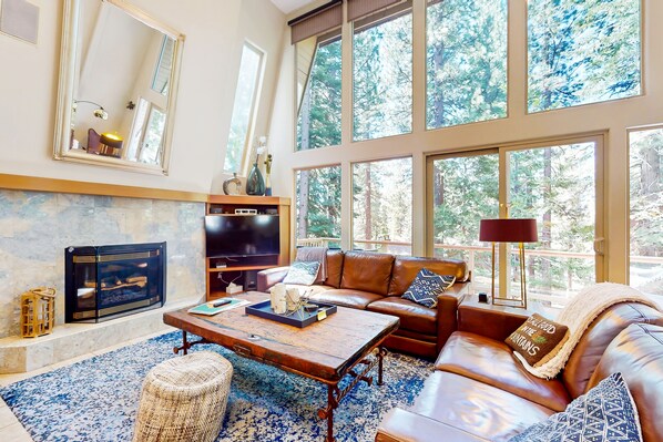 TV, fireplace, foosball