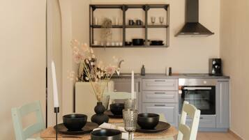 Apartment, 2 Bedrooms | Private kitchen | Fridge, oven, stovetop, coffee/tea maker