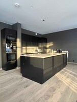 Mini-fridge, microwave, coffee/tea maker, electric kettle