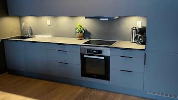 Trysil Alpine Lodge Junior Two Mountian view | Private kitchen | Mini-fridge, microwave, coffee/tea maker, electric kettle
