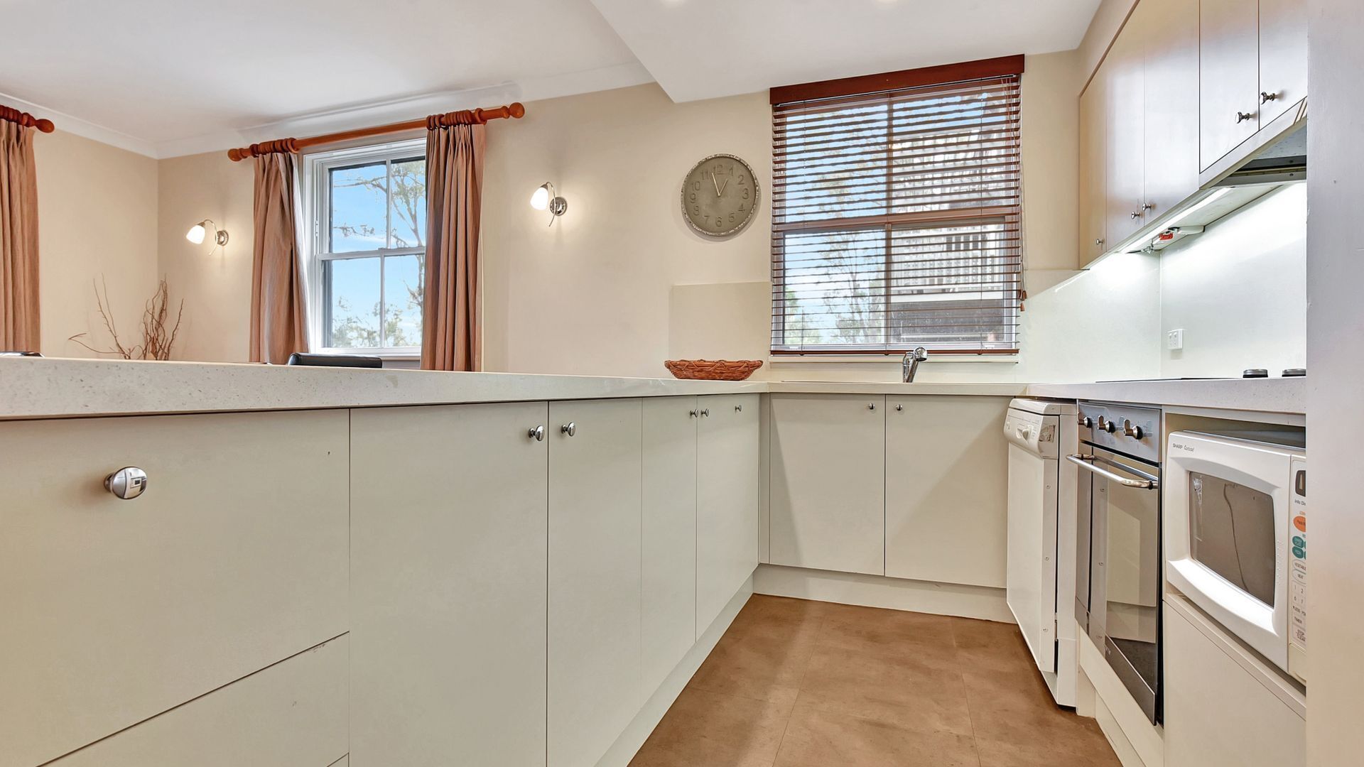 Fridge, microwave, oven, dishwasher