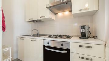 Fridge, oven, stovetop, coffee/tea maker