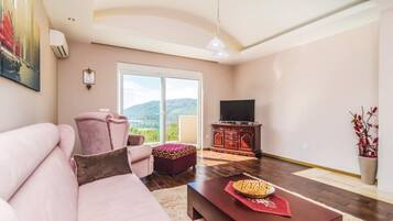 21-inch TV with digital channels, DVD player, stereo