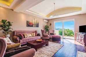 Family Villa, Multiple Bedrooms, Mountainside (Pool Villa Panorama Mojdež) | Living area | 21-inch TV with digital channels, DVD player, stereo - Pool Villa Panorama Mojdez (Mojdez)