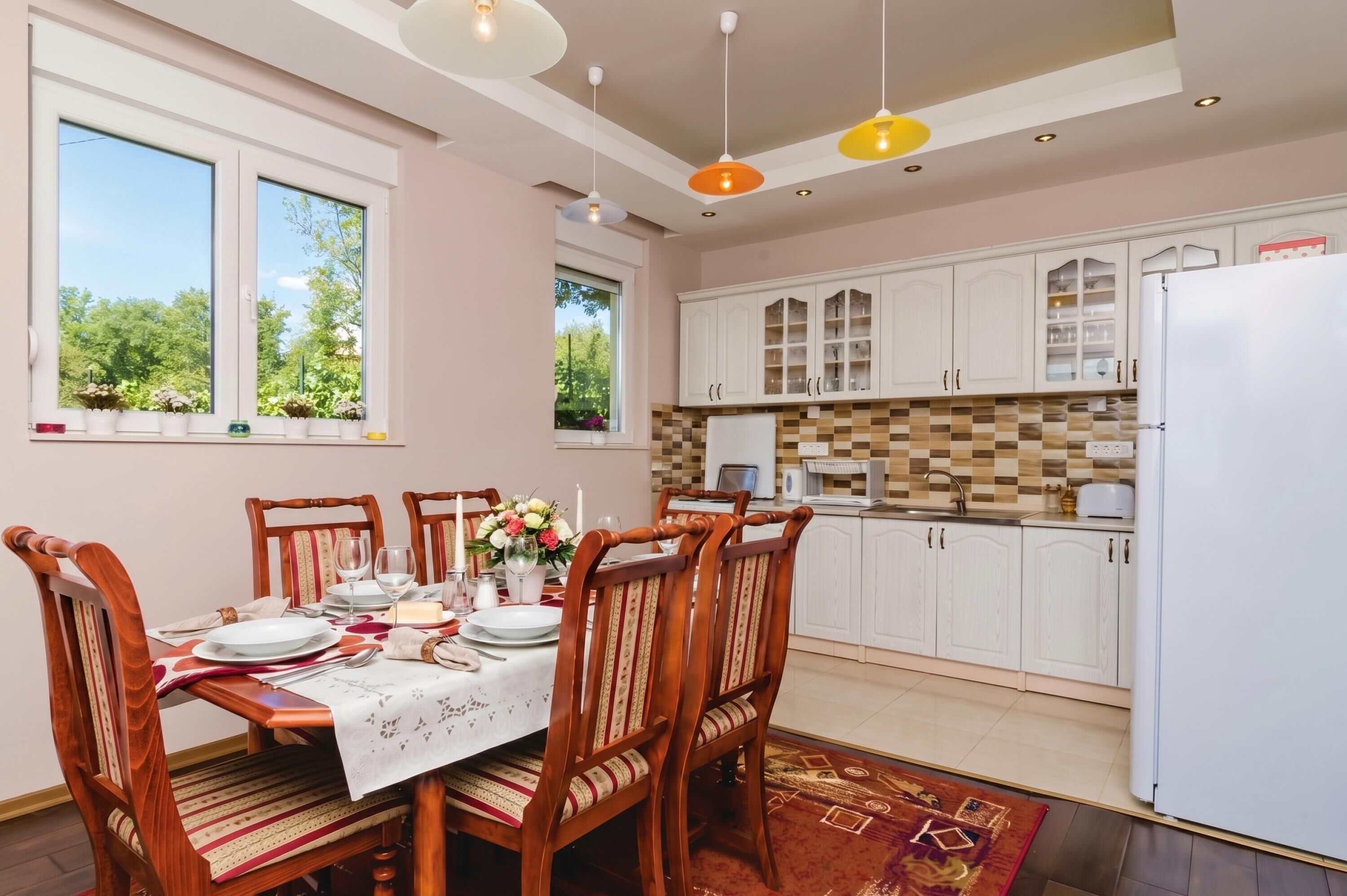 Family Villa, Multiple Bedrooms, Mountainside (Pool Villa Panorama Mojdež) | Private kitchen | Fridge, microwave, oven, stovetop