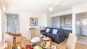 Living area - Blue Vista 8 13 Victoria Parade - Studio with air con and spectacular views (Nelson Bay)