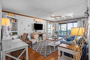 Smart TV, DVD player - Gift By The Sea - 2BR Oceanfront Condo with Community Pool & Elevator (North Topsail Beach)