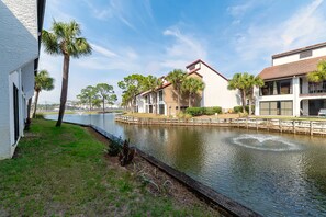 Enjoy serene waterfront views and tranquil canal scenes surrounded by lush greenery and palm trees.