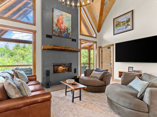 Smart TV, fireplace, video games, table football