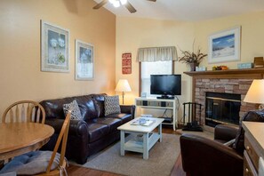 TV, fireplace