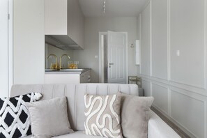 Premium-huoneisto | 1 makuuhuone, silitysrauta/-lauta, ilmainen Wi-Fi, vuodevaatteet