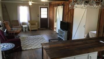 TV connectée, cheminée, lecteur de DVD