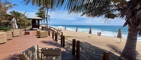 On the beach, white sand
