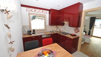 Fridge, microwave, dishwasher, coffee/tea maker