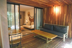 Luxury Room, Private Pool | Living area | 32-inch Smart TV with cable channels