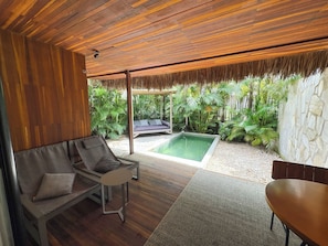 Luxury Room, Private Pool | Living area | 32-inch Smart TV with cable channels