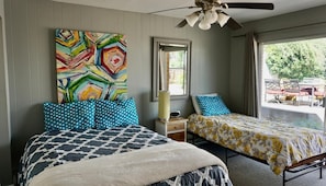 1 bedroom, desk, iron/ironing board, travel crib
