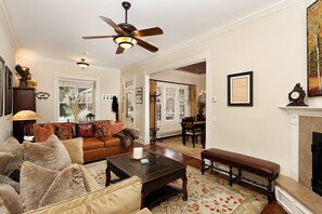 TV, fireplace - Little Jewel | Charming Private Home w/ views Aspen Mountain & BBQ, 4 Blocks from the Gondola (Aspen)