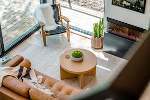 Smart TV, fireplace, video games, books