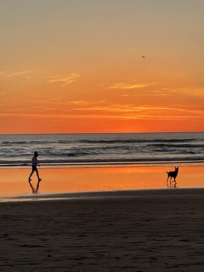 Una spiaggia nelle vicinanze, lettini da mare