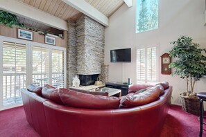 TV, caminetto, lettore DVD, monitor per computer