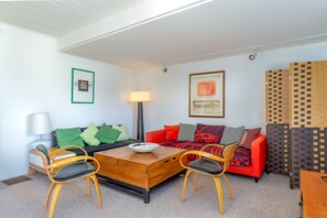 Fernseher, Kamin, DVD-Player, Bücher