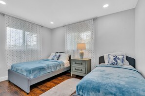 2 bedrooms, in-room safe, iron/ironing board, travel cot