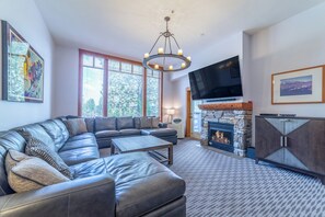 Smart TV, fireplace, video games, video library