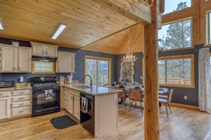 Fridge, microwave, dishwasher, coffee/tea maker