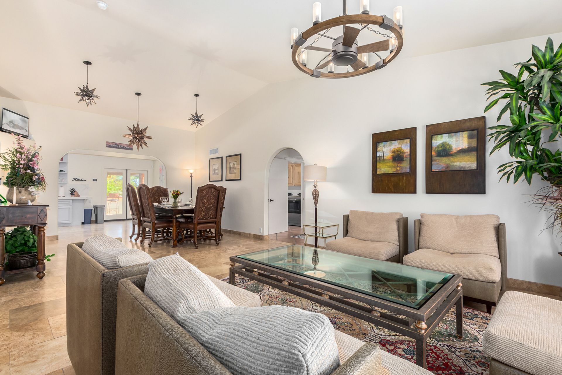 6 beds, 5 brms, 3 bath with Heated Pool, game Room, barn and large grass yard.