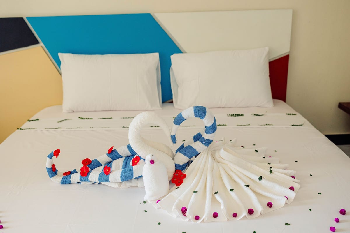 Escritorio, wifi gratis, ropa de cama