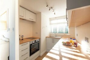 Fridge, oven, stovetop, electric kettle