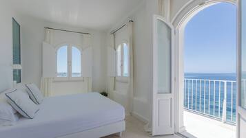 Deluxe Double Room, Balcony, Sea View | Hypo-allergenic bedding, down comforters, minibar, in-room safe