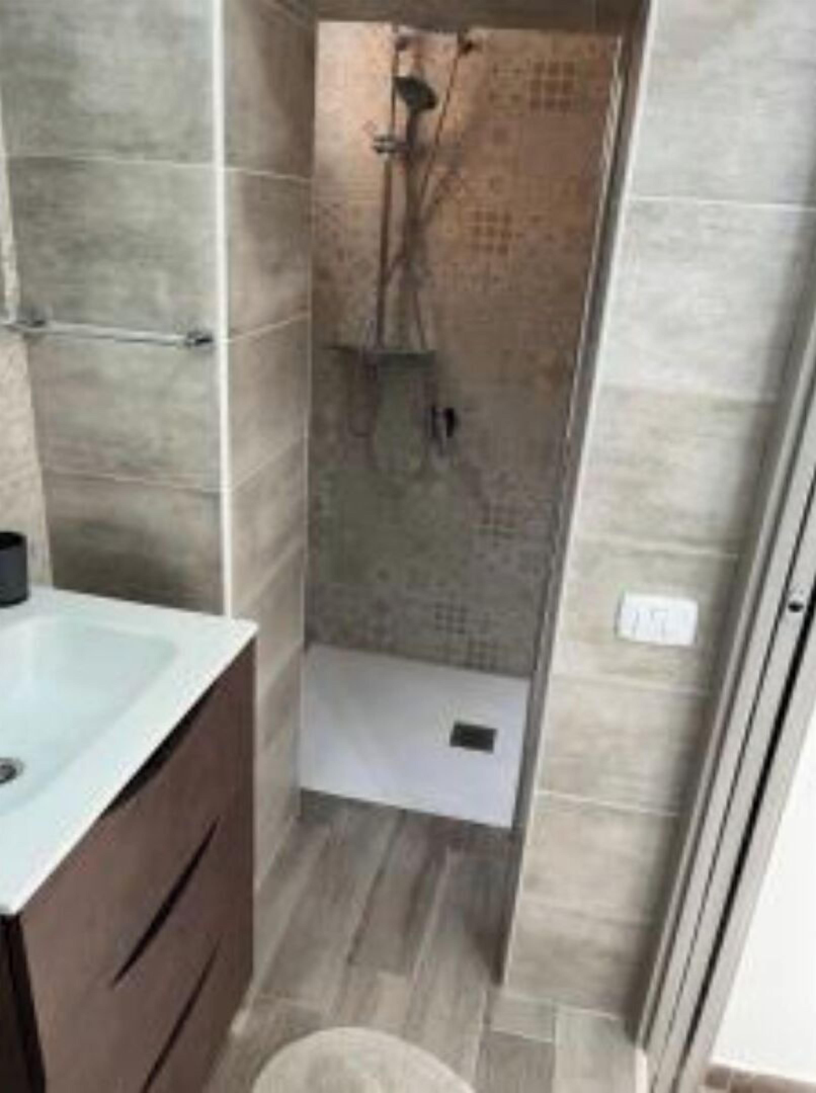 Shower, bidet, towels, toilet paper