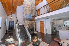 Smart TV, fireplace, video games, table football