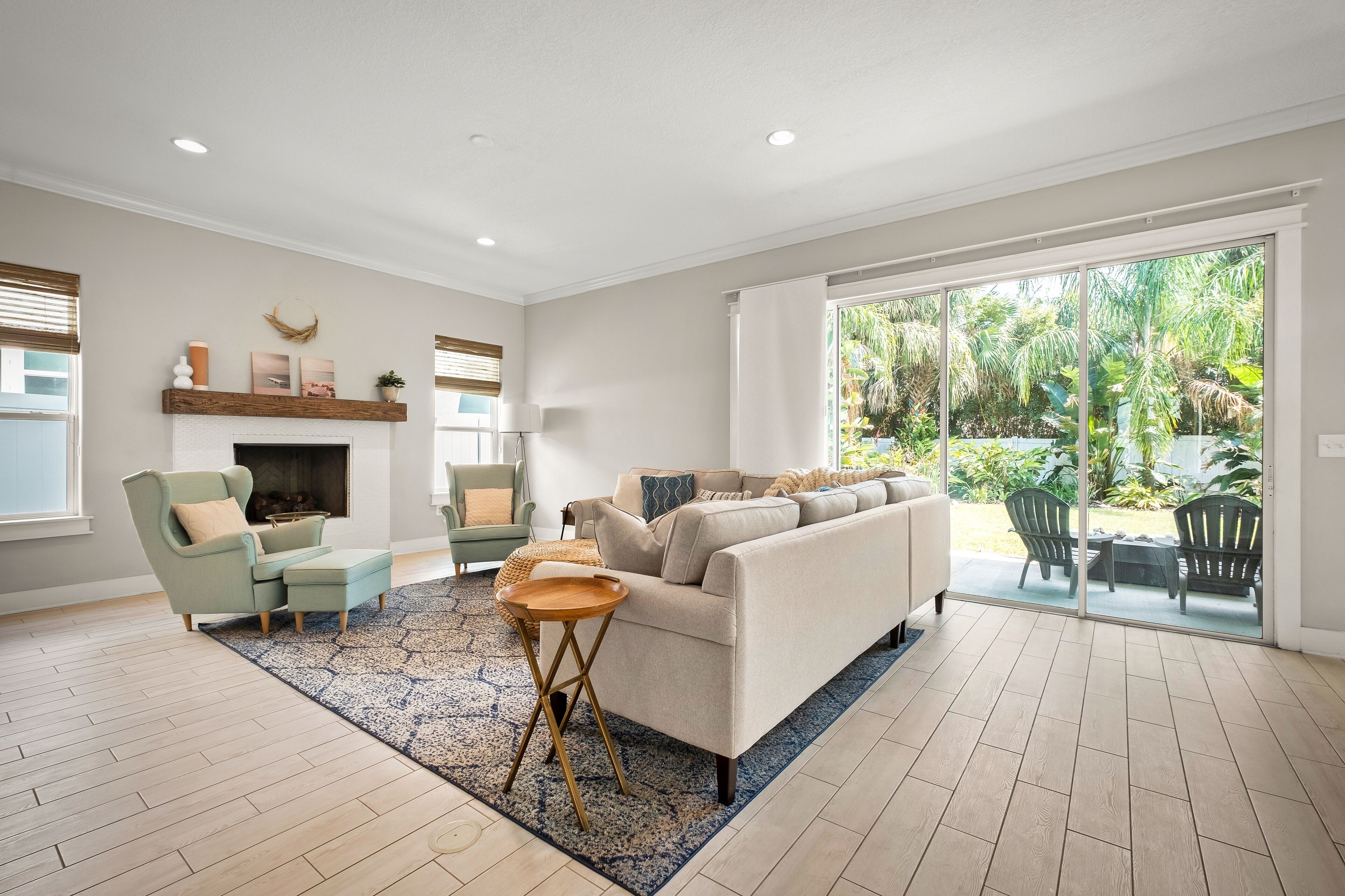 Smart TV, fireplace, video games, table football