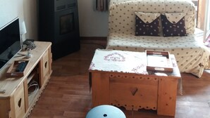 Living area - At the foot of the ski slopes comfortable apartment with terrace and stove  (Eyne)
