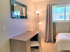 2 bedrooms, desk, iron/ironing board, travel cot