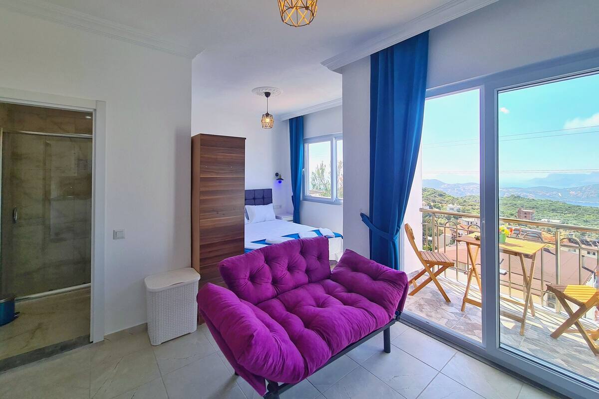 Economy-Studio, 1 Doppelbett, Balkon, Meerblick | 1 Schlafzimmer, Schreibtisch, Bügeleisen/Bügelbrett, kostenloses WLAN