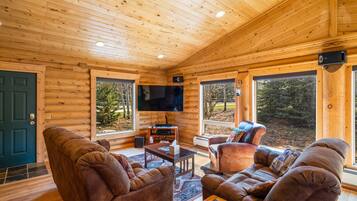 Cabin | Living room | 42-inch plasma TV with satellite channels, TV, fireplace