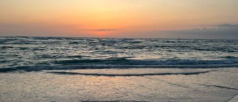 Plage à proximité, chaises longues, serviettes de plage