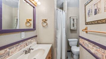 Douche, sĂšche-cheveux, serviettes fournies, papier toilette