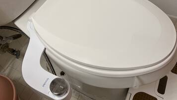 Ensemble douche/baignoire, baignoire à jets, sèche-cheveux, bidet