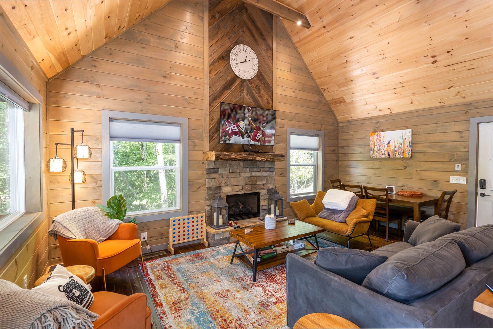 Fernseher, Kamin, DVD-Player