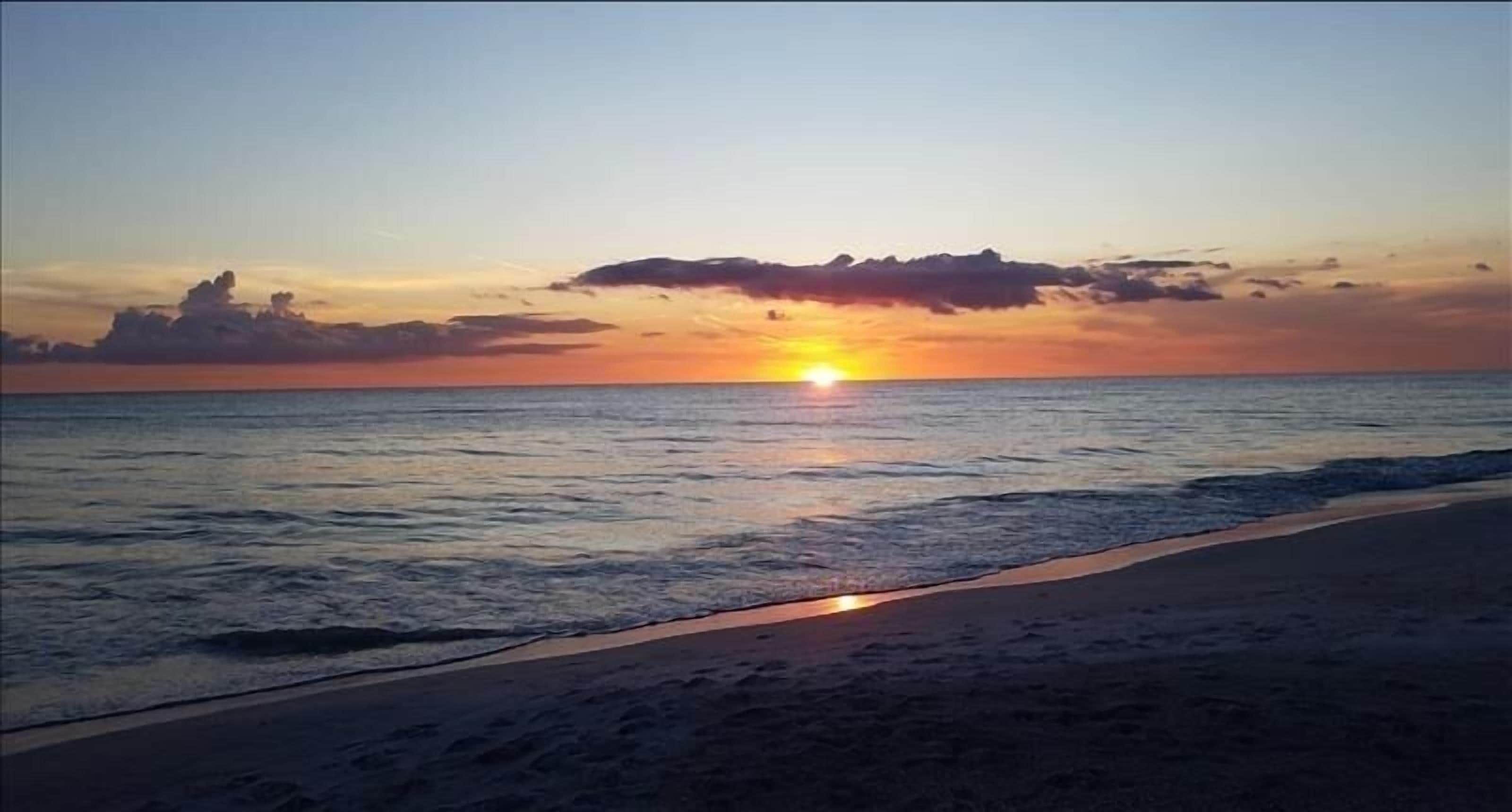 On the beach, sun-loungers, beach towels