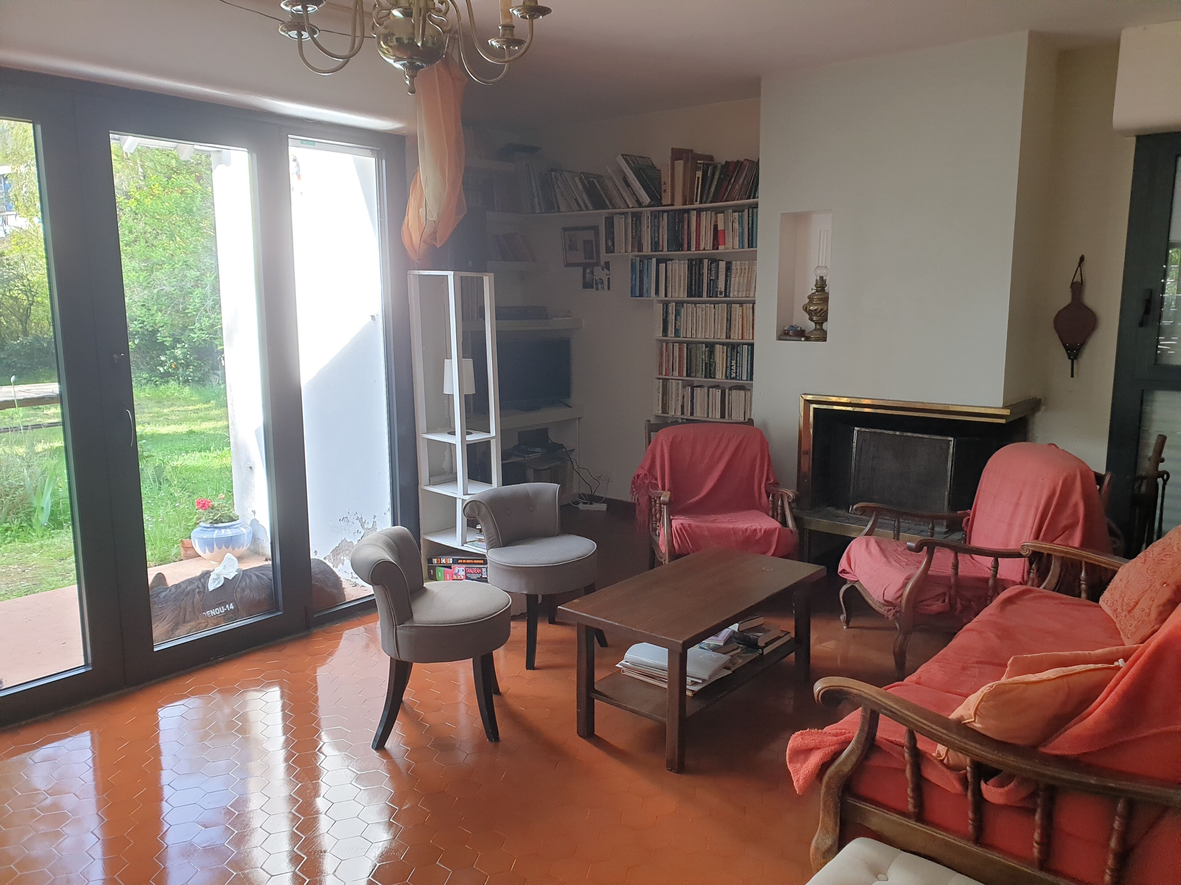 Télévision, lecteur de DVD, livres