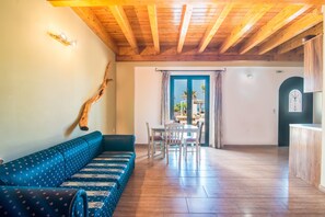 Living area - Pet-Friendly Apartment 'Mirage Arillas Maisonette B' with Sea View, Shared Pool & Wi-Fi (corfu)